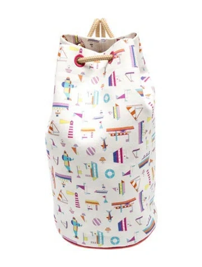 Pre-owned Hermes Kids' Petit Chalutier Duffle Bag In White