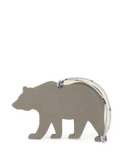 Pre-owned Hermes Petit H Bear-shape Charm In Gray