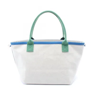 Pre-owned Hermes Petit H Blue Toile H Leather Tote Bag () In Multi