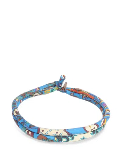Pre-owned Hermes Petit H Bride Silk Necklace In Blue