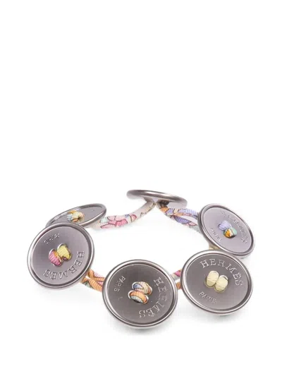 Pre-owned Hermes Petit H Button Bracelet In Silver