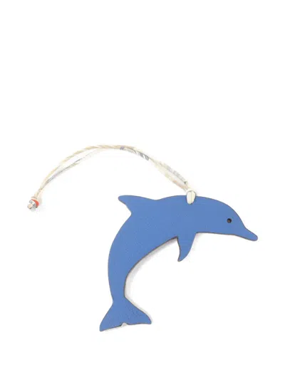 Pre-owned Hermes Petit H Dolphin Bag Charm In Blue
