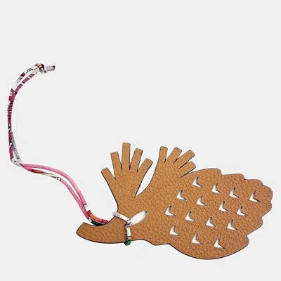 Pre-owned Hermes Petit H (petit Hache) Bag Charm In Brown