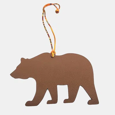 Pre-owned Hermes Petit H (petit Hache) Bear Bag Charm In Brown
