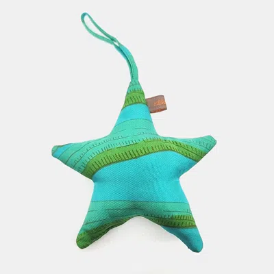 Pre-owned Hermes Petit H Petit Hache Blue Green Silk Star Bag Charm