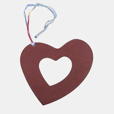 Pre-owned Hermes Petit H (petit Hache) Heart Bag Charm In Brown