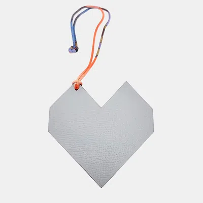 Pre-owned Hermes Petit H (petit Hache) Heart Bag Charm In Gray