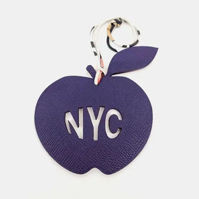 Pre-owned Hermes Petit H Petit Hache Purple Leather Bag Charm