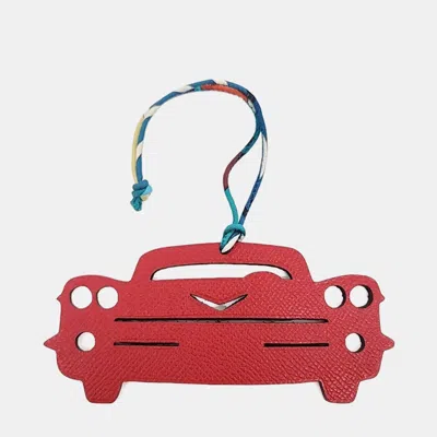 Pre-owned Hermes Petit H Petit Hache Red Leather Car Bag Charm