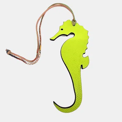 Pre-owned Hermes Petit H (petit Hache) Seahorse Bag Charm In Green