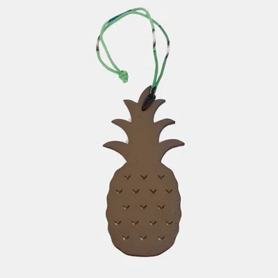 Pre-owned Hermes Petit H Pineapple Bag Charm In Brown