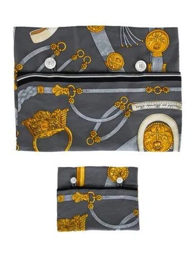 Pre-owned Hermes Petit H Pouch Set In Gray