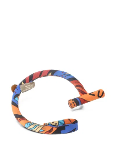 Pre-owned Hermes Petit H Silk Bracelet In Orange