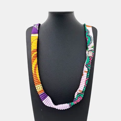 Pre-owned Hermes Petit H Silk Necklace In Multi