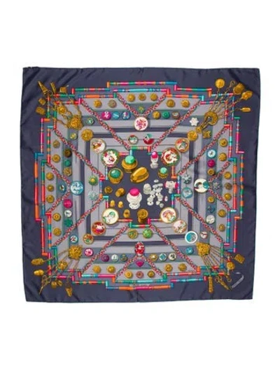 Pre-owned Hermes Petit Main Silk Scarf In Blue
