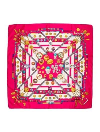 Pre-owned Hermes Petit Main Silk Scarf In Pink