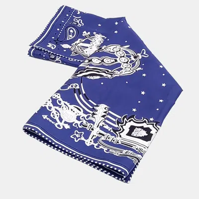 Pre-owned Hermes Hermès Petite Blue Silk Scarf