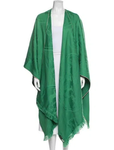 Pre-owned Hermes Petite H New Libris Poncho Cashmere Poncho In Green
