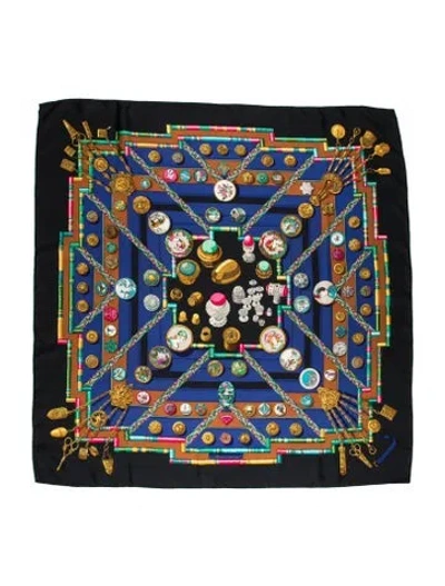 Pre-owned Hermes Petite Main Silk Scarf In Black