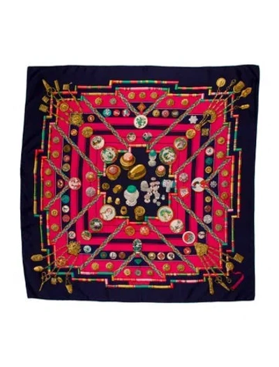 Pre-owned Hermes Petite Main Silk Scarf In Blue