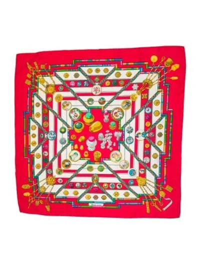 Pre-owned Hermes Petite Main Silk Scarf In Red