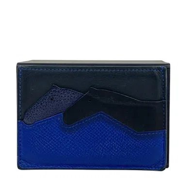 Pre-owned Hermes Petits Chevaux Leather Wallet () In Blue