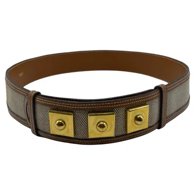 Pre-owned Hermes Hermès Piano Belt In Leather And Canvas In Brown