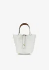 Hermes Picotin 18 Eclat In New White Clemence And Sesame Swift With Gold Hardware