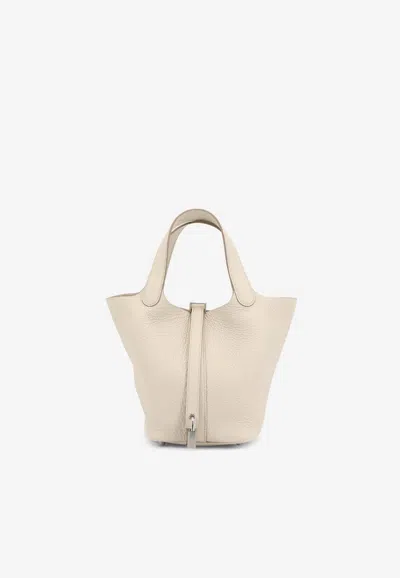 Hermes Picotin 18 In Beton Clemence Leather With Palladium Hardware In Gray