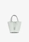 Hermes Picotin 18 In Bleu Glacier Clemence Leather With Palladium Hardware In Bleu Glacier