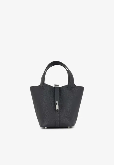 Hermes Picotin 18 In Caban Clemence With Palladium Hardware In Brown