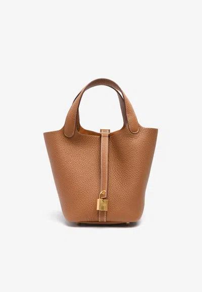 Hermes Picotin 18 In Gold Clemence Leather With Gold Hardware