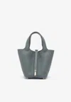 Hermes Picotin 18 In Gris Misty Clemence Leather With Permabrass Hardware In Gris Misty