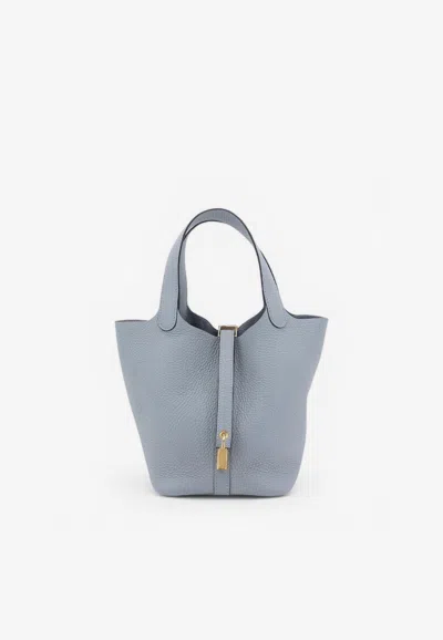 Hermes Picotin 18 In Gris Pantin Clemence Leather With Gold Hardware In Gray