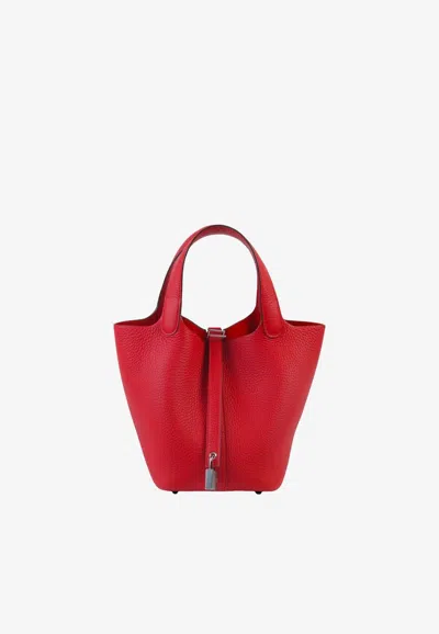 Hermes Picotin 18 In Rouge De Coeur Clemence Leather With Palladium Hardware