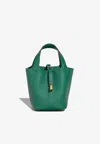 Hermes Picotin 18 In Vert Vertigo Clemence Leather With Gold Hardware In Vert Vertigo
