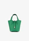 Hermes Picotin 18 In Vert Vertigo Clemence Leather With Palladium Hardware In Green