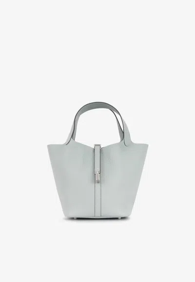 Hermes Picotin 22 In Gris Pantin Clemence Leather With Palladium Hardware