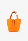 Hermes Picotin 22 In Orange Taurillon Clemence Leather With Palladium Hardware In Orange