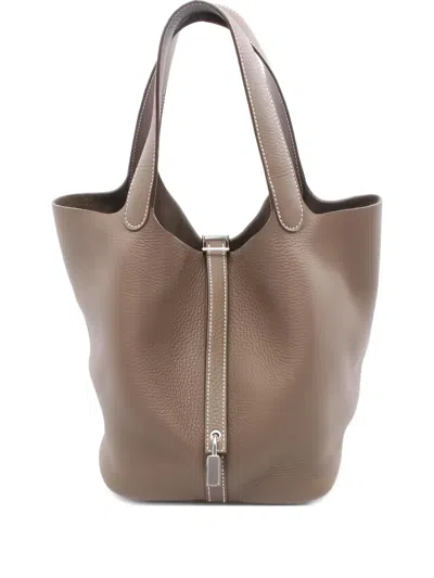 Pre-owned Hermes Picotin Bucket Bag In Brown