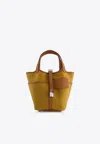 Hermes Picotin Cargo 18 In Desert Toile Goeland And Gold Swift In Sand
