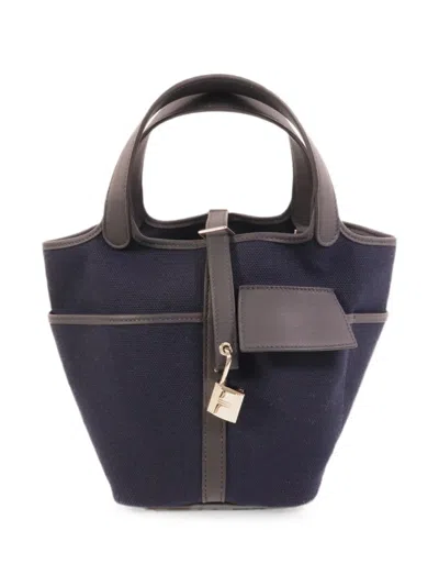 Pre-owned Hermes Picotin Cargo Handbag In Blue
