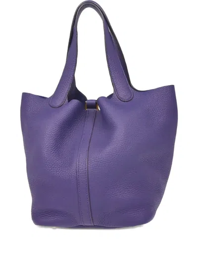 Pre-owned Hermes Picotin Clemence Handbag In Purple