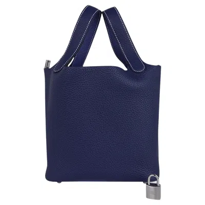 Pre-owned Hermes Picotin Eclat Lock 18 Bag Bleu Saphir / Bleu Brighton Palladium Tote In Purple