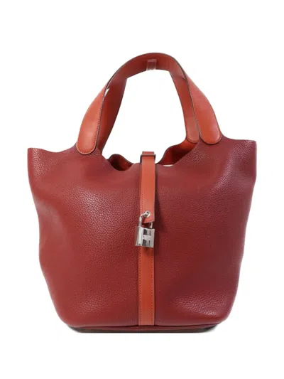 Pre-owned Hermes Picotin Gm Leather Tote Bag In Red