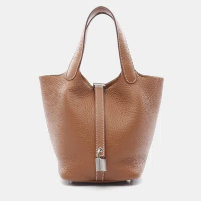 Pre-owned Hermes Picotin Gold B Taurillon Clemence Leather Bag