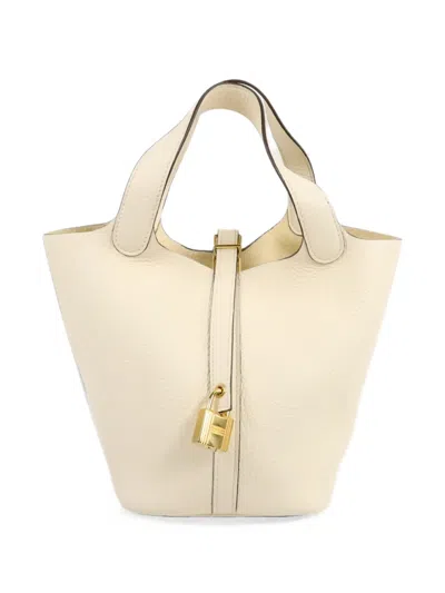 Hermes Picotin Leather Tote Bag In Neutral