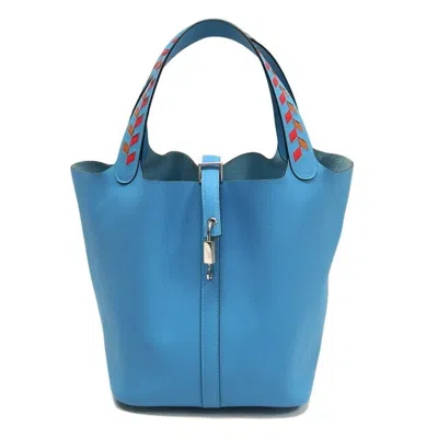Pre-owned Hermes Picotin Light Blue Epsom Leather Handbag Tote Bag ()