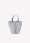 Hermes Picotin Lock 18 Bag In Bleu Pale Clemence With Palladium Hardware In Blue