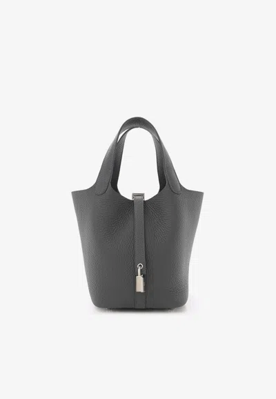 Hermes Picotin Lock 18 In Ardoise Clemence With Palladium Hardware In Gray